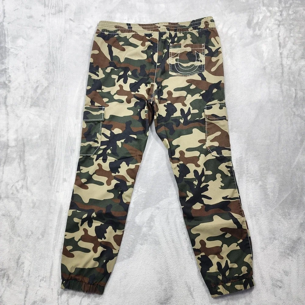 True Religion Pants Mens L Green Camo Cargo Jogger Hunting Streetwear Casual